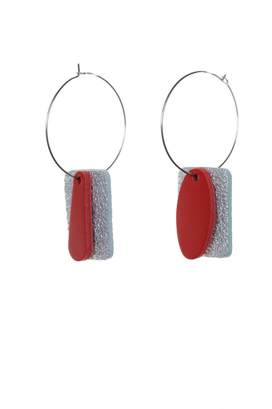 Cercei Mix&Match - Rosu + Argintiu