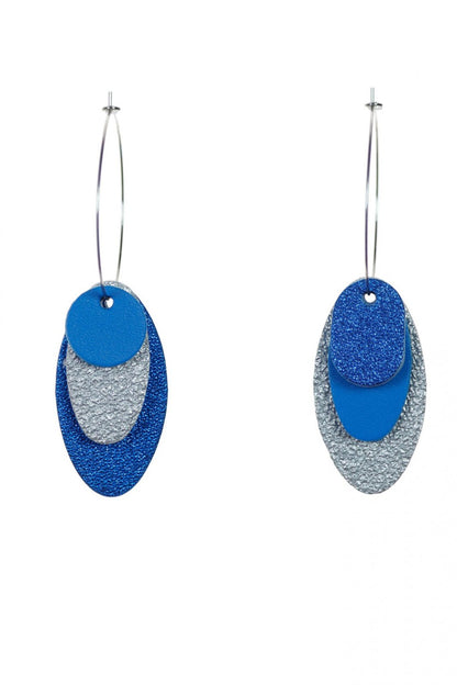 Cercei Mix&Match - Albastru + Argintiu