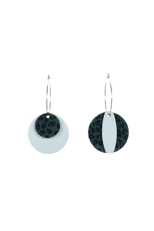 Cercei Mix&Match - Animal print verde + alb