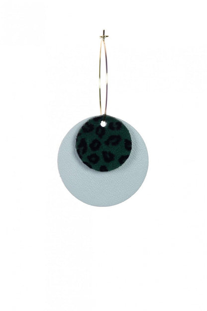 Cercei Mix&Match - Animal print verde + alb