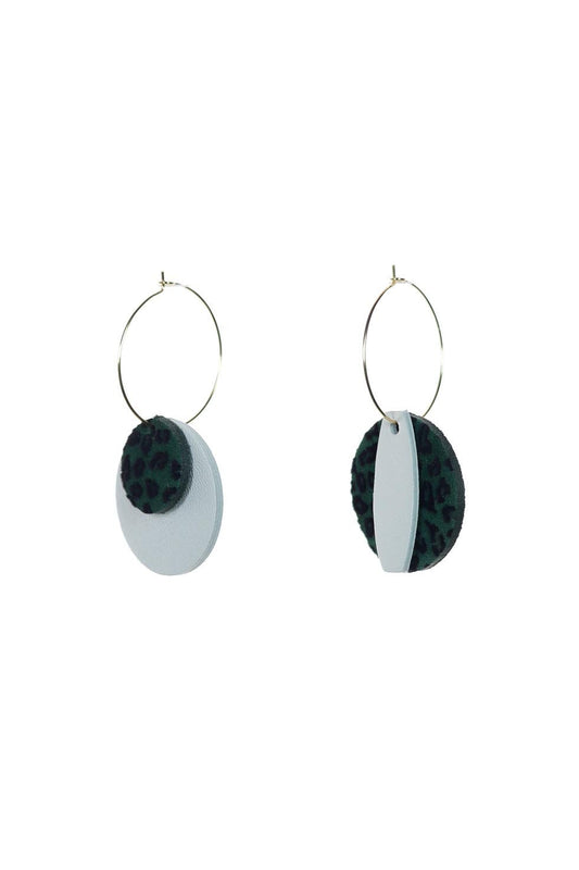Cercei Mix&Match - Animal print verde + alb