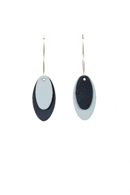 Cercei Mix&Match - Oval Alb + Negru