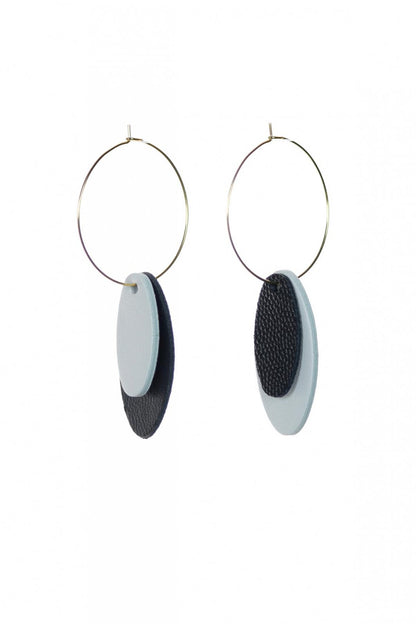 Cercei Mix&Match - Oval Alb + Negru