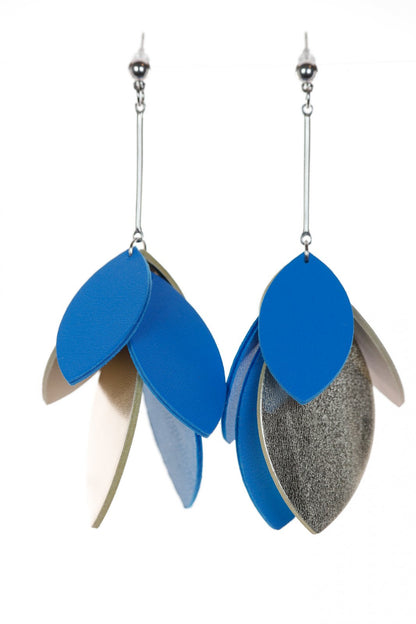 Cercei petale - Albastru + Auriu