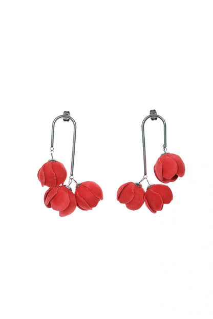 Cercei model floral din piele - Corai