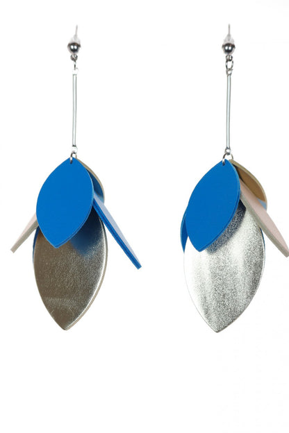 Cercei petale - Albastru + Auriu