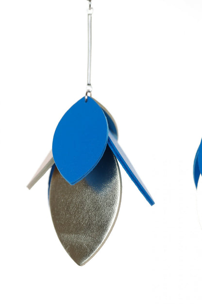 Cercei petale - Albastru + Auriu