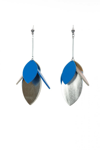 Cercei petale - Albastru + Auriu
