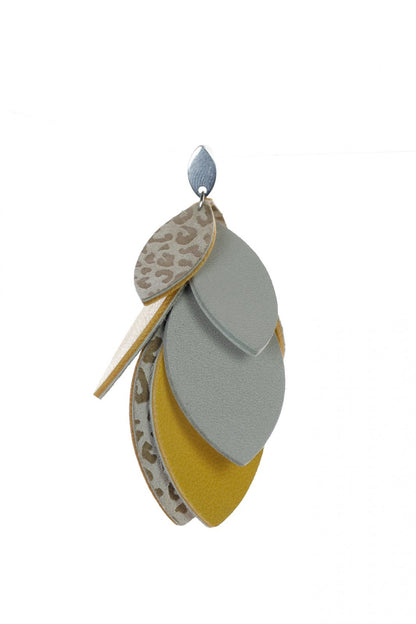 Cercei petale - Animal print + Galben + Gri