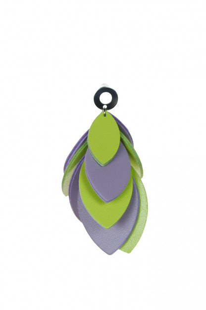 Cercei petale - Verde + Lila