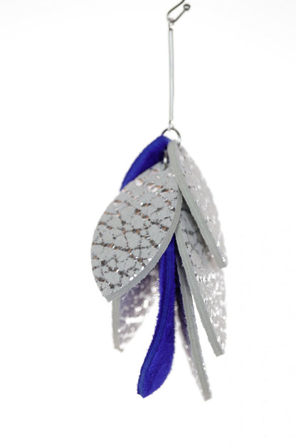 Cercei petale - Albastru + Argintiu
