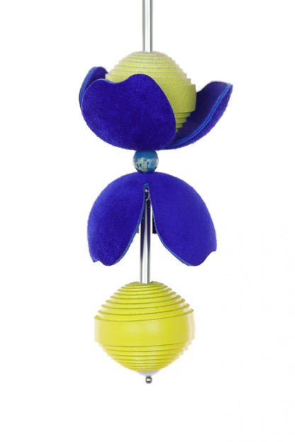 Cercei din piele - Albastru + Galben