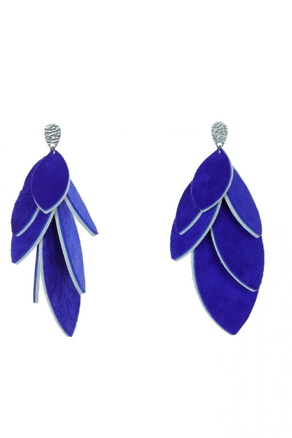 Cercei petale - Albastru + Alb