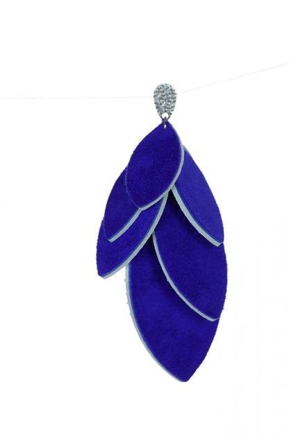 Cercei petale - Albastru + Alb