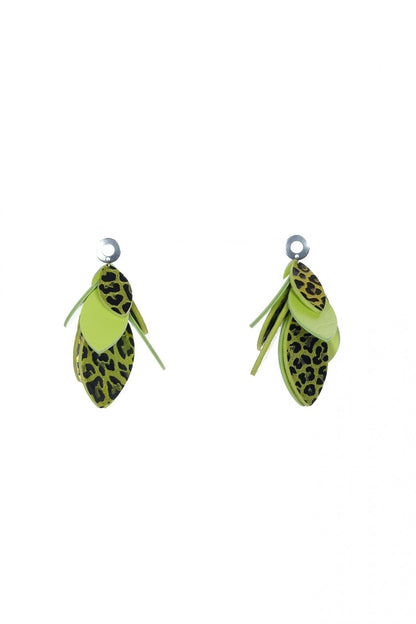 Cercei petale - Animal print + Verde lime
