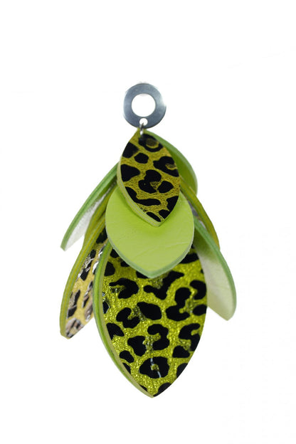 Cercei petale - Animal print + Verde lime