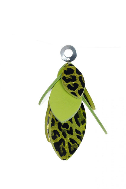 Cercei petale - Animal print + Verde lime