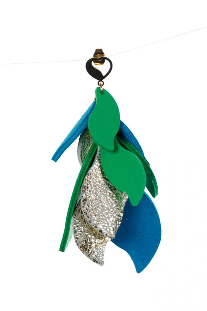 Cercei petale - Verde + Albastru + Auriu - Tropical vibes