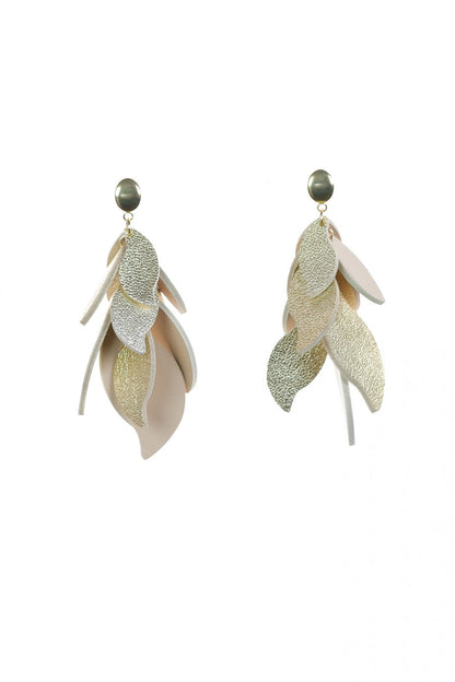 Cercei petale - Auriu + Nude