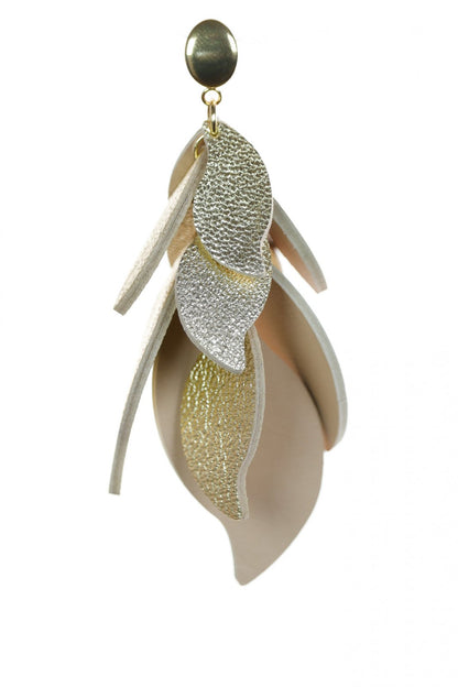 Cercei petale - Auriu + Nude