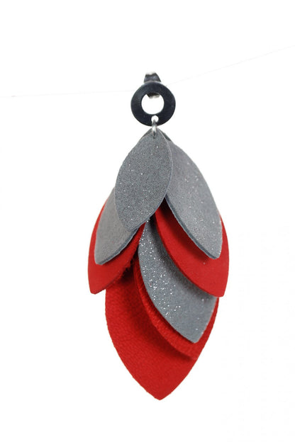 Cercei petale - Rosu + Gri argintiu