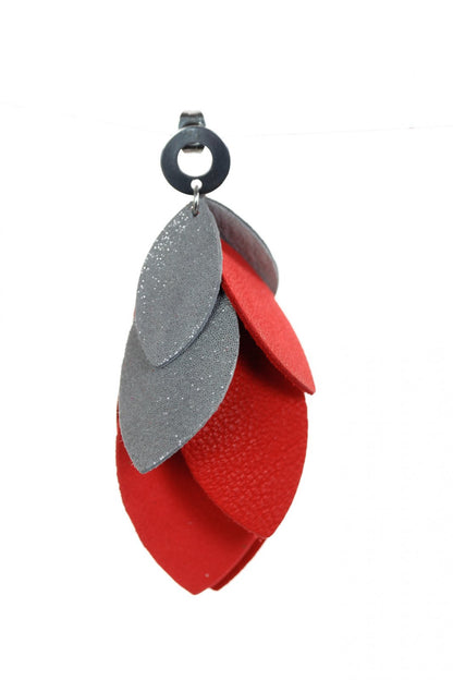 Cercei petale - Rosu + Gri argintiu