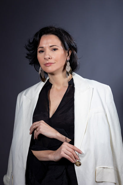 Cercei petale - Gri + Auriu