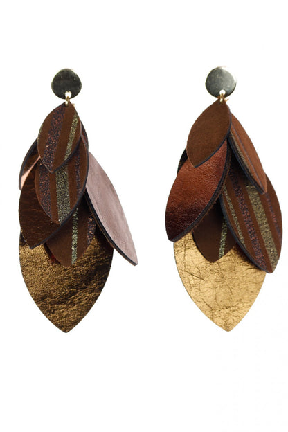 Cercei petale - Maro + Auriu