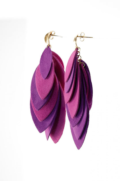 Cercei petale - Mov + Roz