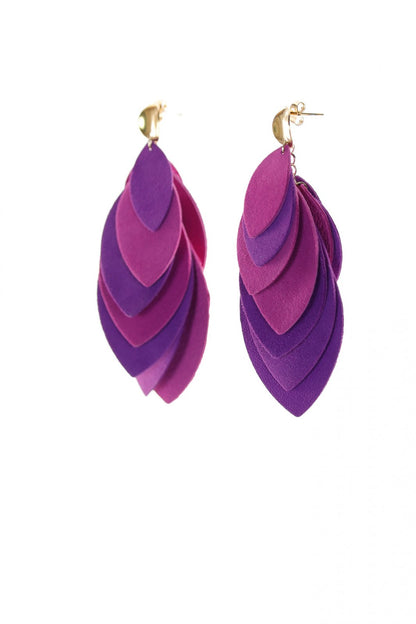 Cercei petale - Mov + Roz