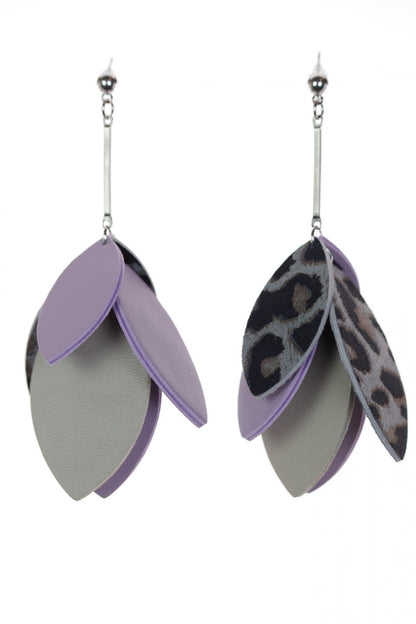 Cercei petale - Animal print + Lila