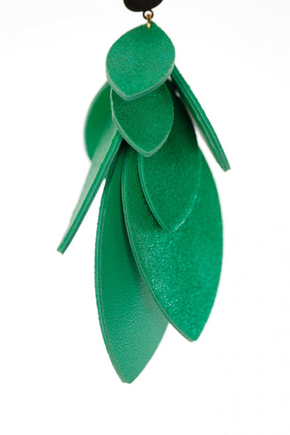 Cercei petale - Verde cu sclipici