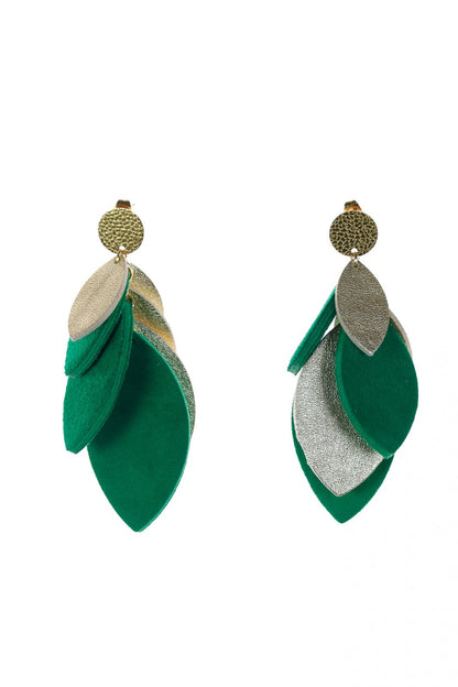 Cercei petale - Verde + Auriu