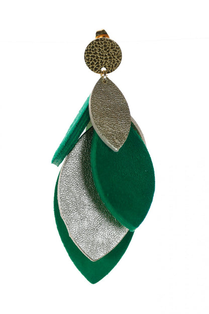 Cercei petale - Verde + Auriu