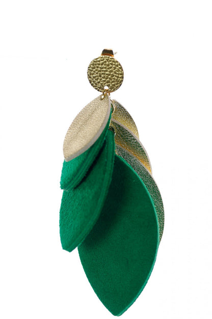 Cercei petale - Verde + Auriu