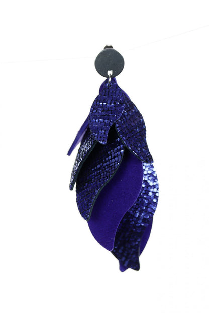 Cercei petale - Violet + Violet metalizat