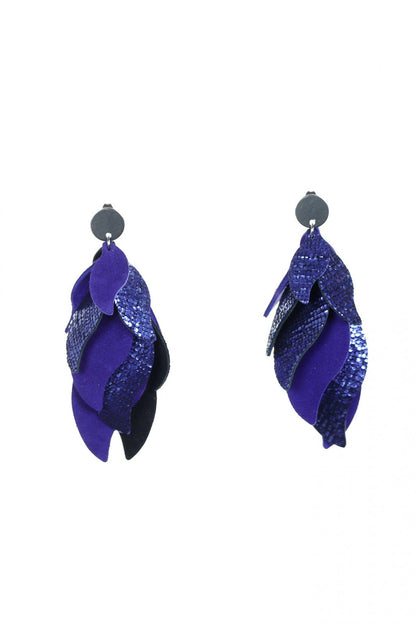 Cercei petale - Violet + Violet metalizat