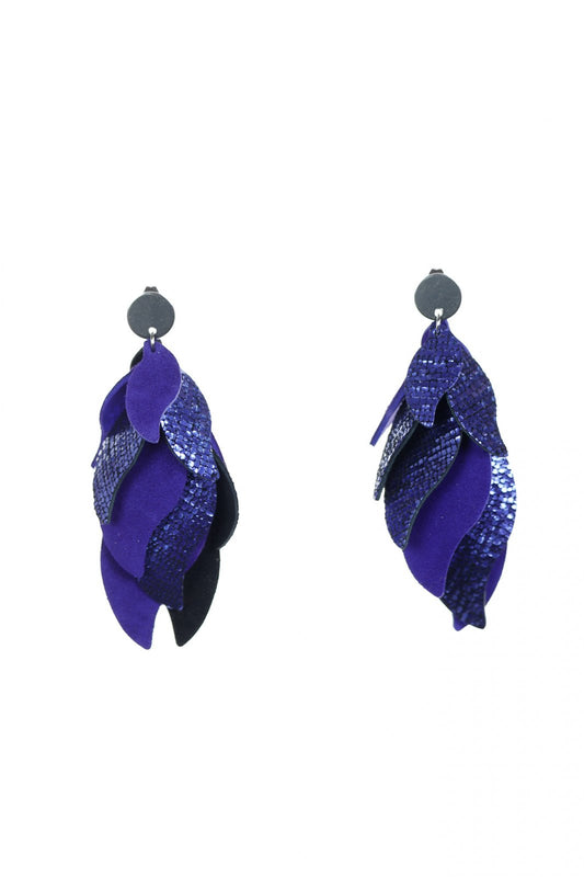 Cercei petale - Violet + Violet metalizat