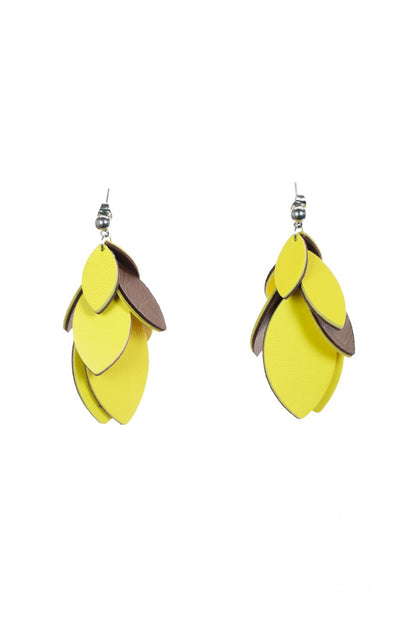 Cercei petale - Galben + Maro
