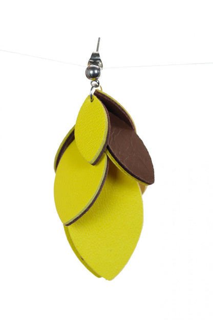 Cercei petale - Galben + Maro