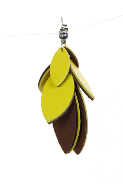 Cercei petale - Galben + Maro