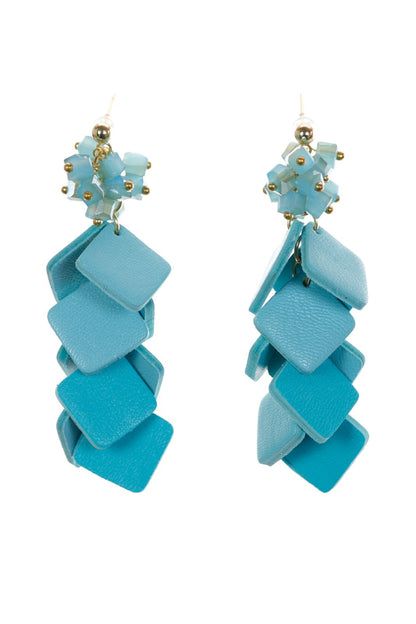 Cercei petale - Turcoaz / forme dreptunghiulare
