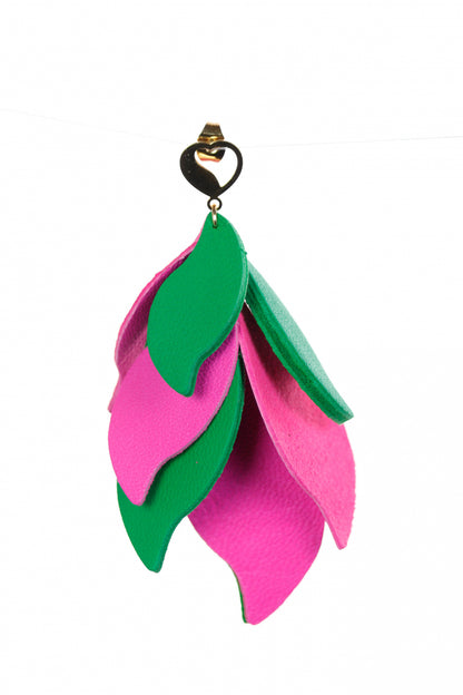 Cercei petale - Roz + Verde