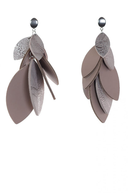 Cercei petale - Gri + Bej