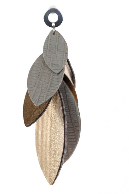 Cercei petale - Gri + Auriu