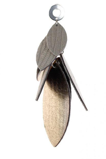 Cercei petale - Gri + Auriu