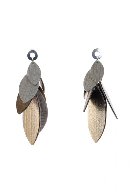 Cercei petale - Gri + Auriu