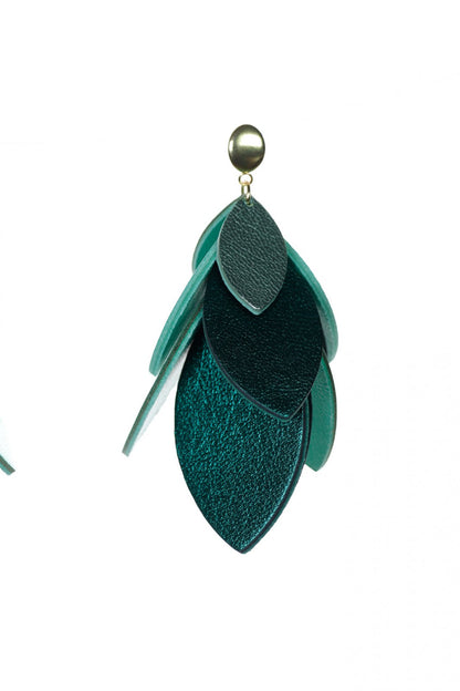 Cercei petale - Verde sidefat