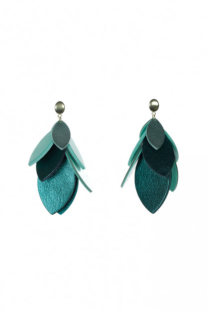 Cercei petale - Verde sidefat