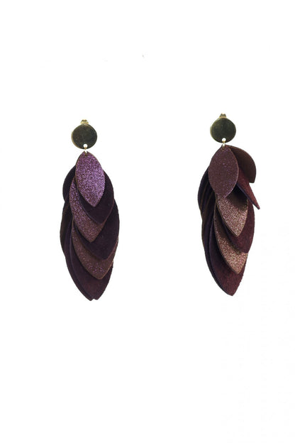 Cercei petale - Burgundy + sclipici